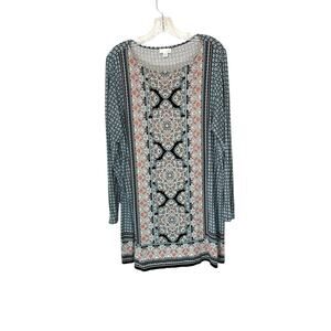 J. Jill Women's Plus‎ Casual Blue Blouse Paisley Print Long Sleeve Top Size 1X